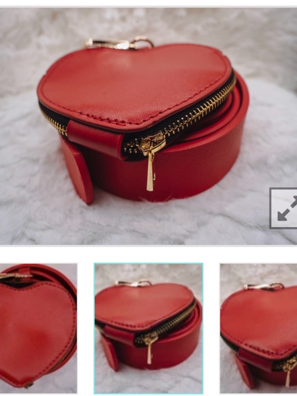 Red Heart-Shaped Coin Purse with Gold Zip